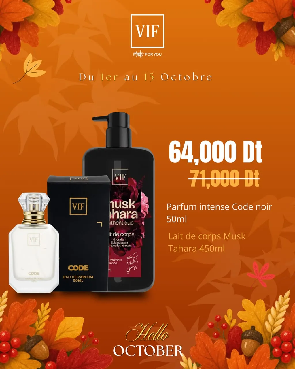 Pack Parfum Femme Code Noir 50 ml Lait de corp Musk Tahara 450 ml — Shop Melk